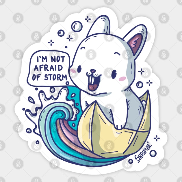 Kawaii Cute bunny with Vessel saying "I'm not afraid of Storm" Sticker by SPIRIMAL